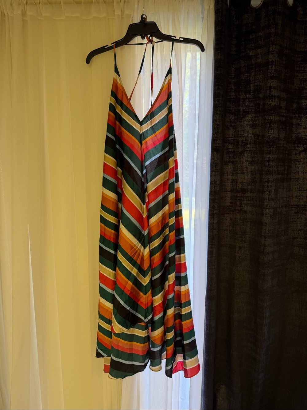 Striped V-Neck Maxi Dress in Multi-Color